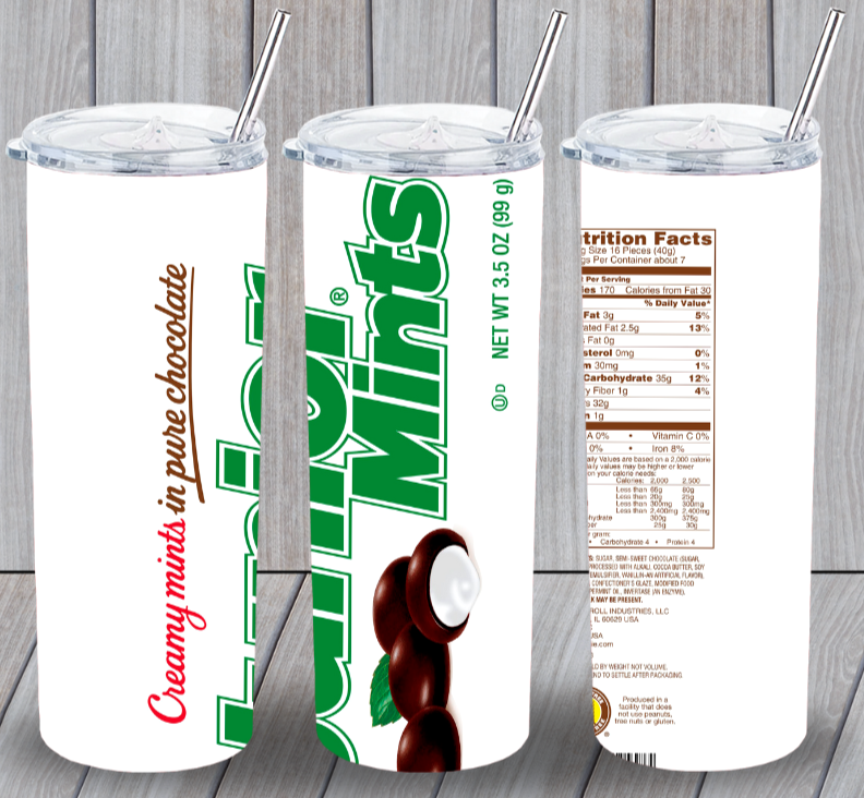 Junior Mints Candy Multicolor 20oz Insulated Tumbler Lid Plastic Straw New