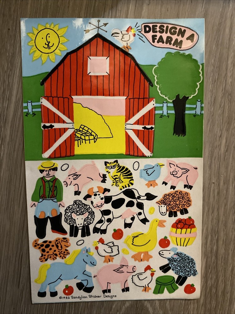 Vintage Sandylion Sticker Activity No Card Stickers Only. 1983 - Design a Farm