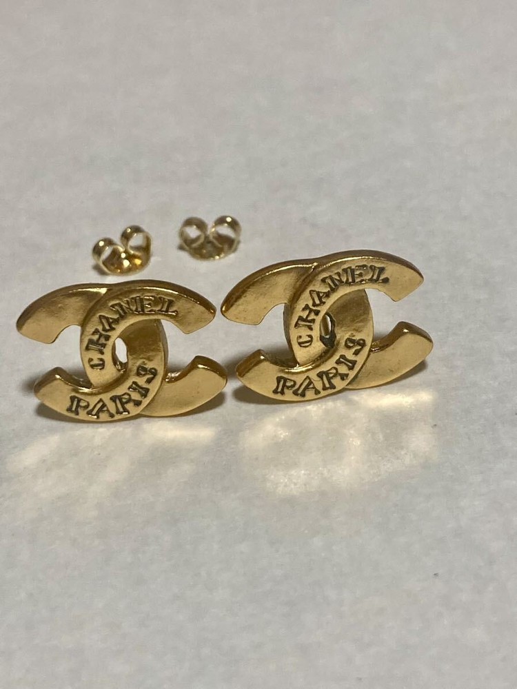 Chanel 99A Coco Mark Pierced Earrings in Gold Tone