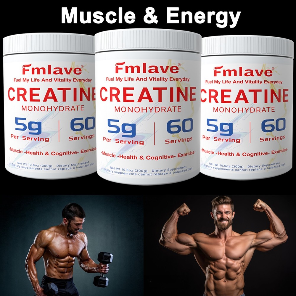 Creatine Monohydrate Micronized Powder 3x 300G - 3x 60 Servings - Unflavored 3pc