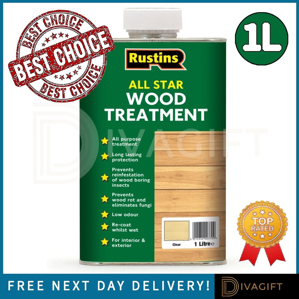 RUSTINS ALL STAR WOOD TREATMENT CLEAR 1L ALL PURPOSE INSECTS INTERIOR & EXTERIOR