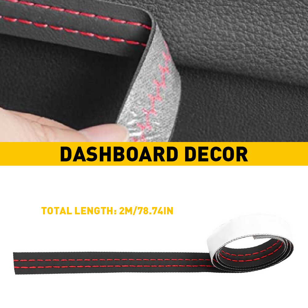 2M PU Leather F/Car Dashboard Decor Line Strip Sticker Moulding Trim Accessories