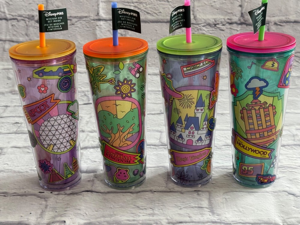 Disney Parks Starbucks Epcot Magic Animal Kingdom Hollywood 4-Piece Tumbler Set