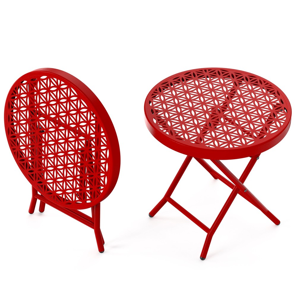 Outdoor Patio Folding Side Table 1 PCS Red Dining Sturdy and Durable Garden