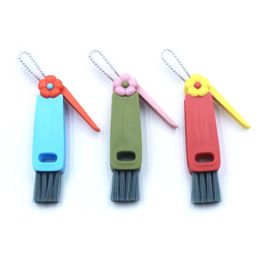 3-in-1 Multifunctional Cup Lid Cleaning Brush Set Portable and Compact
