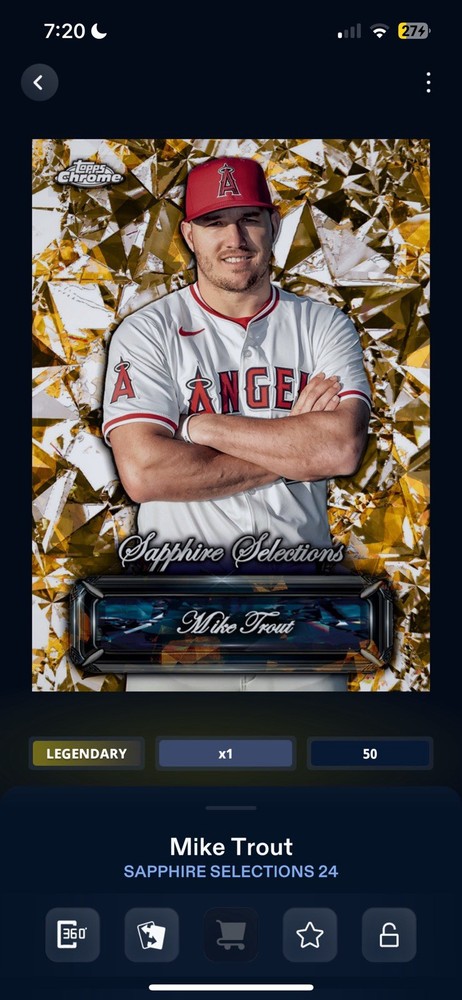 Topps Bunt 25 Digital - Legendary Mike Trout Gold Sapphire Selections Cc50