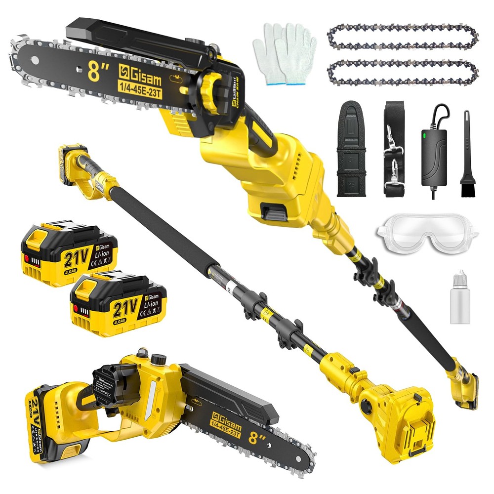 2-in-1 Cordless Electric Pole Saw and 8