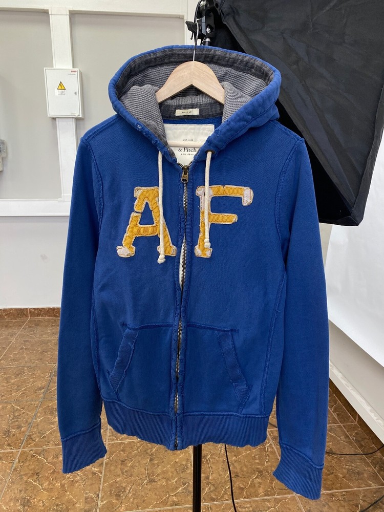 Y2K Abercrombie Fitch Thrashed Hoodie Opium Style Rare Retro size M color blue