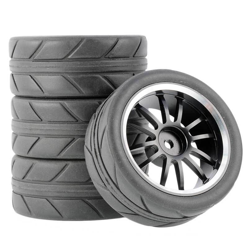 65mm Rubber Tire Metal Wheel Rim 12mm Hex Fits Wltoys 144001 144010 124007 Tamiya RC Cars