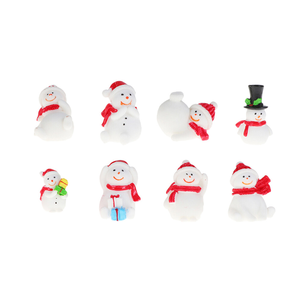 8PCS Resin Snowman Design Christmas Ornaments Craft Garden Courtyard Resin Decor