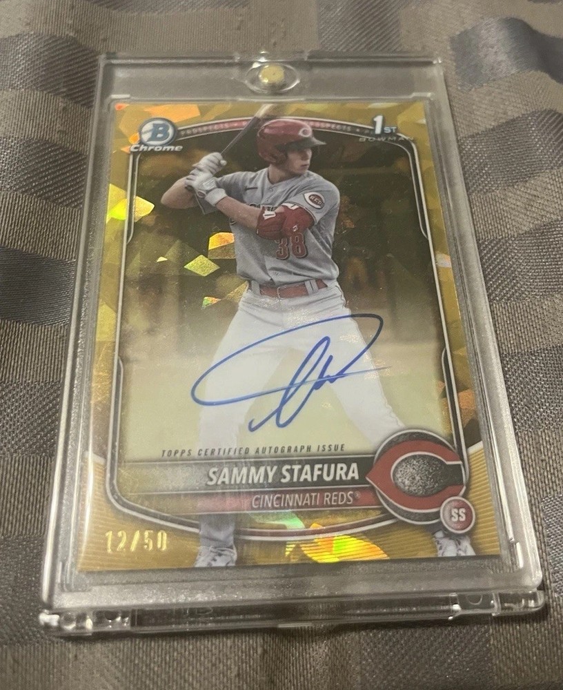 Sammy Stafura 2025 1st Bowman Chrome Sapphire Gold Auto /50