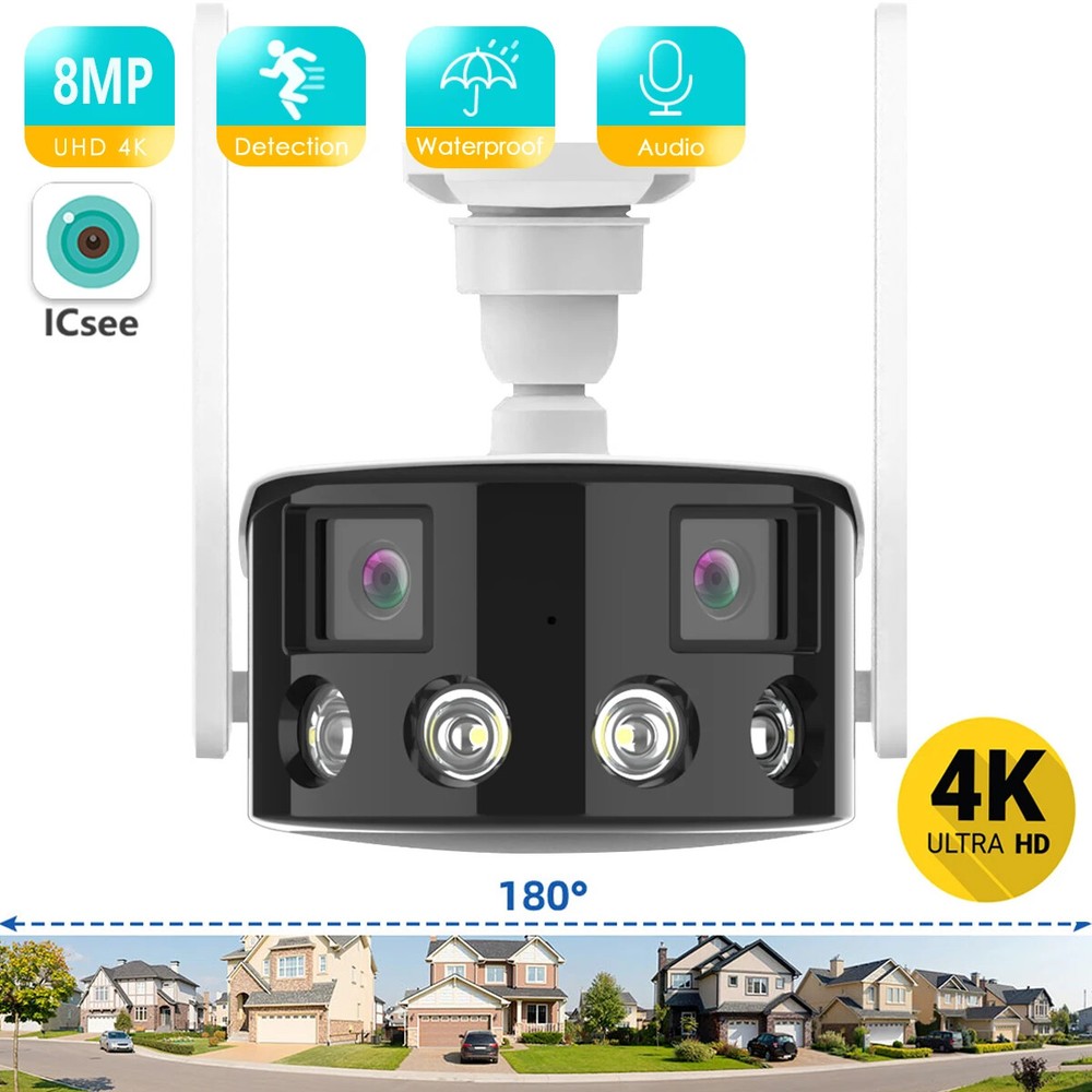 Dual Lens wide angle 180° Wifi IP Camera Cecurity Protection Ai Human Detect