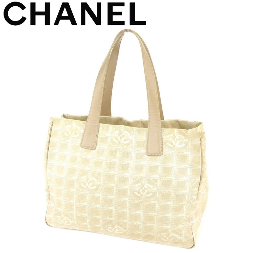 Chanel Nylon Beige Travel Line Tote Shoulder Bag Pre-Owned