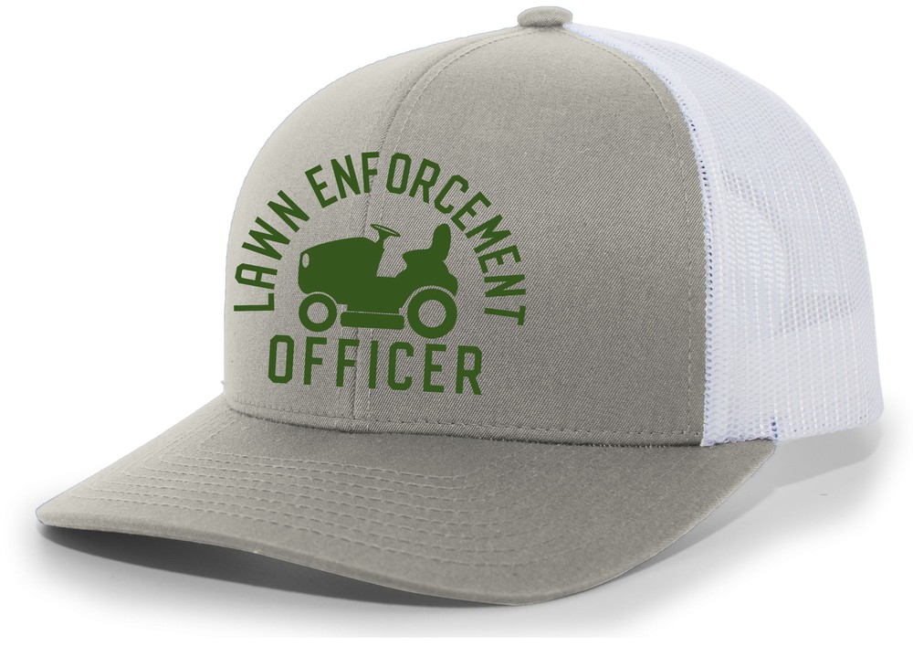 Mens Fathers Day Hat Lawn Enforcement Officer Funny Mesh Back Trucker Hat-image