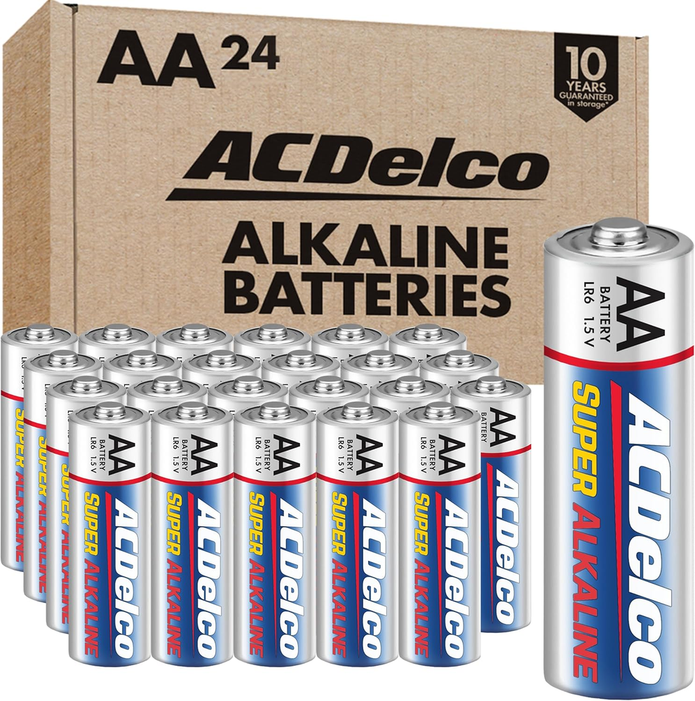 Acdelco 24-Count Double AA Batteries, Maximum Power Super Alkaline Battery, 10-Y