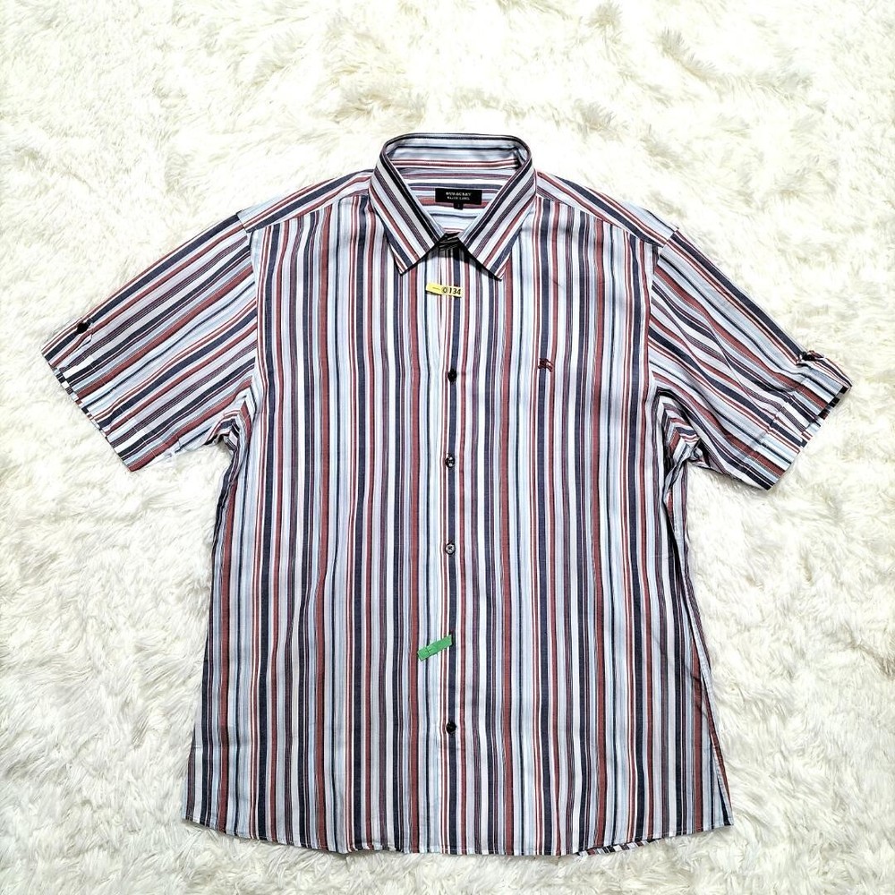 Burberry Black Label Button Shirt Striped Short sleeve Logo Men Size 3 Used