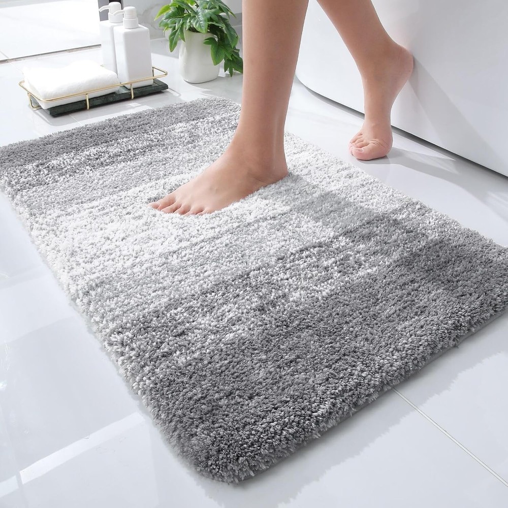Soft Absorbent Light Grey Bathroom Rug Mat 24x16 Inches by OLANLY