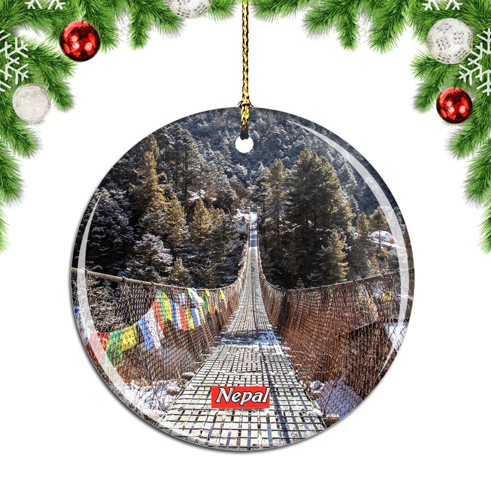 Nepal Himalayas Bridge Christmas ornament city travel souvenir