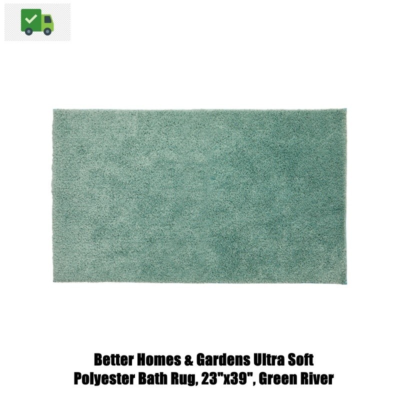 Better Homes Gardens Ultra Soft Polyester Bath Rug 23x39 Green River Non-Slip Absorbent