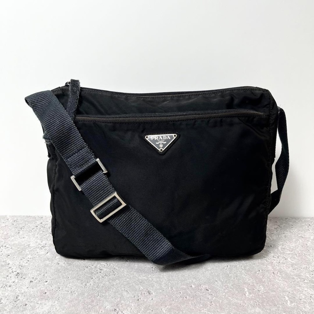 Prada Black Nylon Camera Shoulder Bag in Excellent Condition From Japan