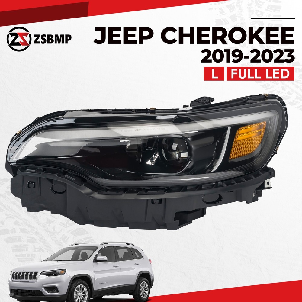 Headlight For 2019-2023 Jeep Cherokee Full LED w/ Bulb/ LED DRL Left Driver Side