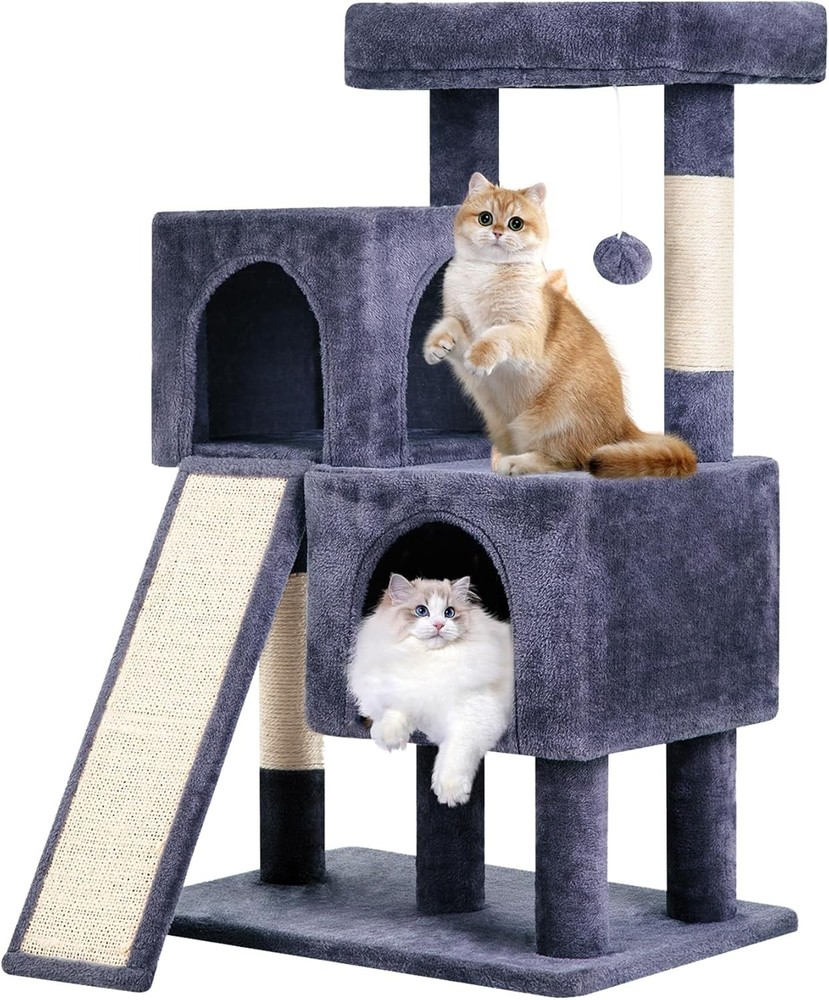 FDW Cat Tree for Indoor Cats 36 Inches Tower Multi-Level Dark Grey