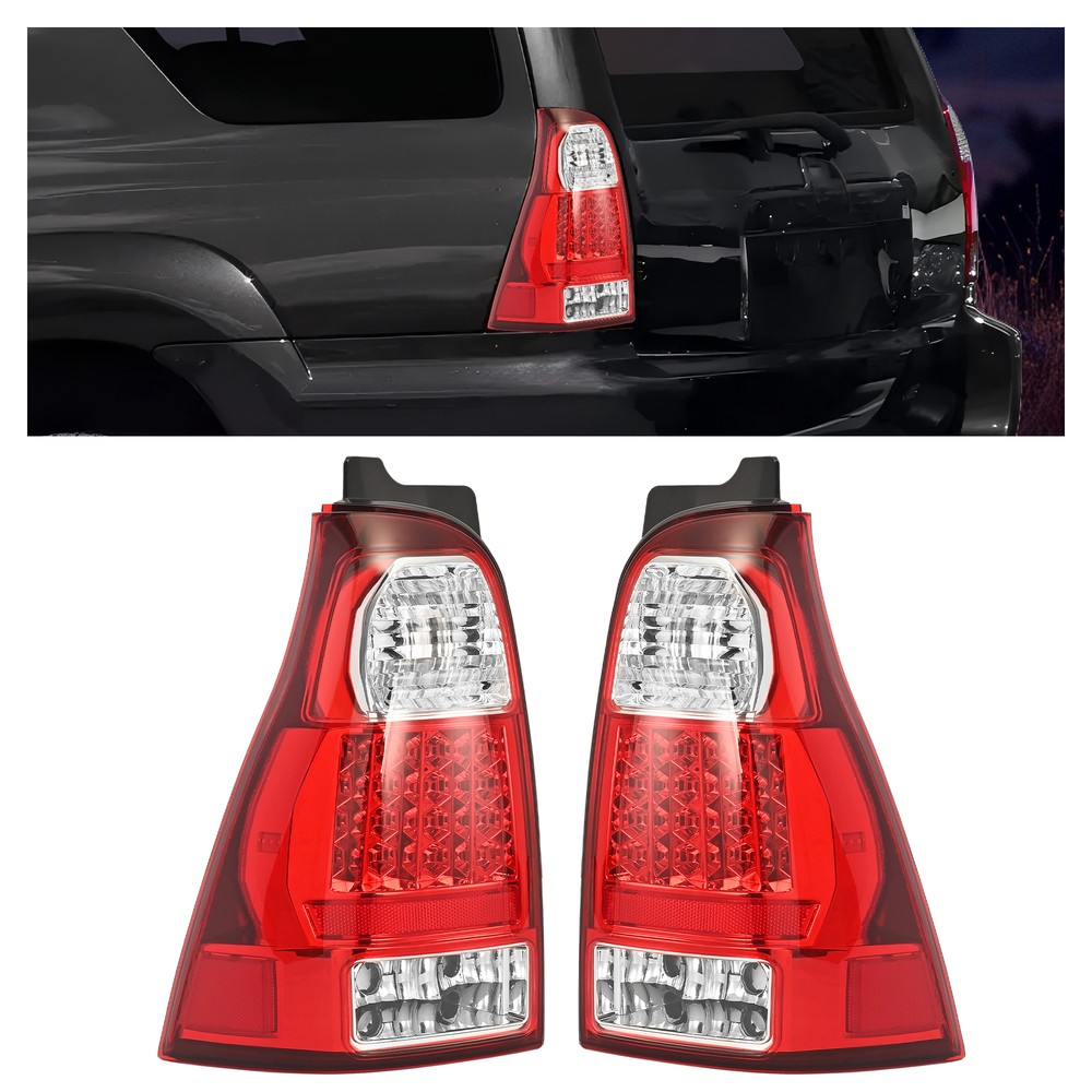 2PCS Red Clear Lens Tail Light For Toyota 4Runner 06-09 Left and Right Tail Lamp