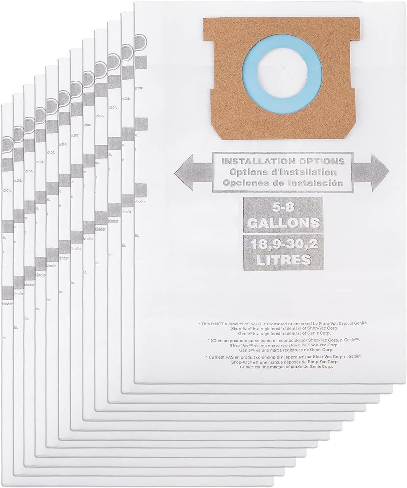For Shop-Vac 90661 Bag Type E for 5-8 Gallon Vacuum - 9066100 Bags (12 Pack)
