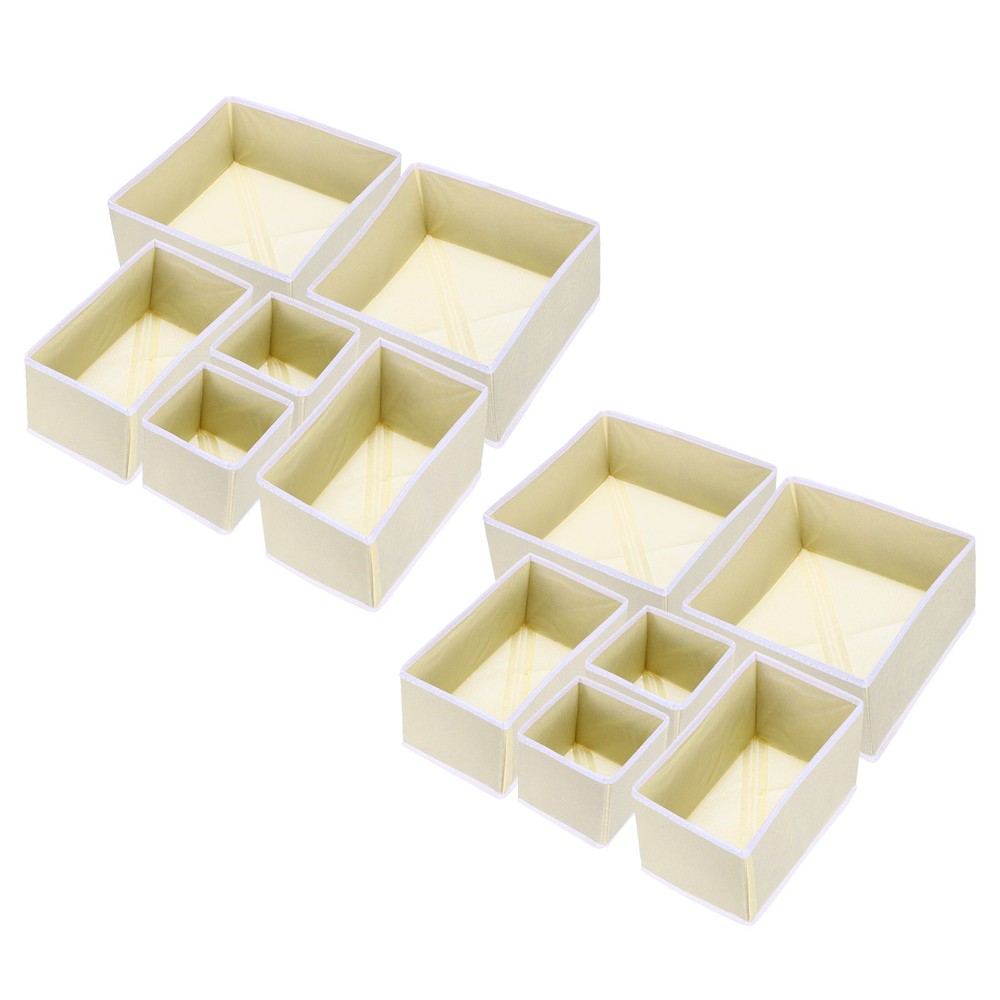 1 Set 12 Slot Foldable Fabric Socks Underwear Dividers Storage Box, Beige