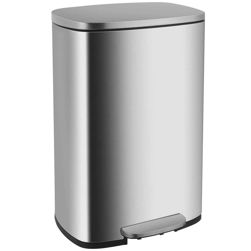 50 L. Garbage Trash Can With Lid Fingerprint-Proof Brushed Stainless Steel New ✅