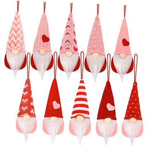 Valentines Day Decor, 10 Pcs Valentines Day Gnomes Ornaments