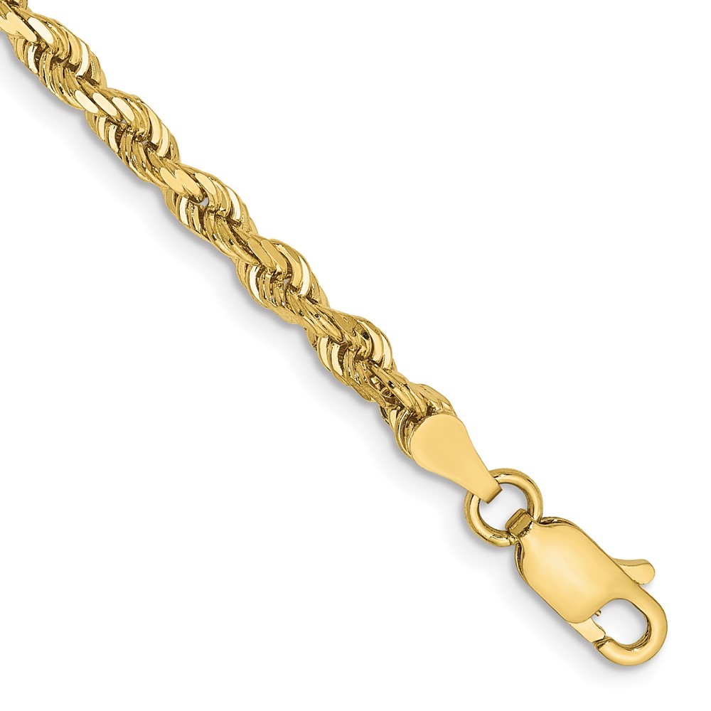 10k Yellow Gold 3.35mm Diamond-cut Quadruple Rope Chain Bracelet 8