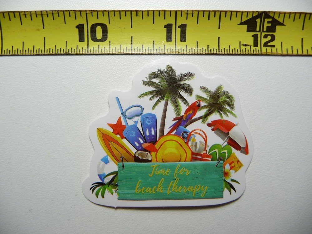 TIME FOR BEACH THERAPY STICKER DECAL TROPIC SCENE VACATION TRIP
