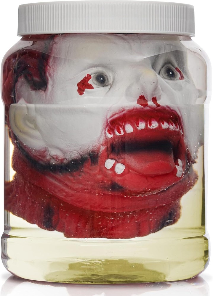 Skeleteen Laboratory Head in Jar - Gory Fake Severed Face Scary Party...