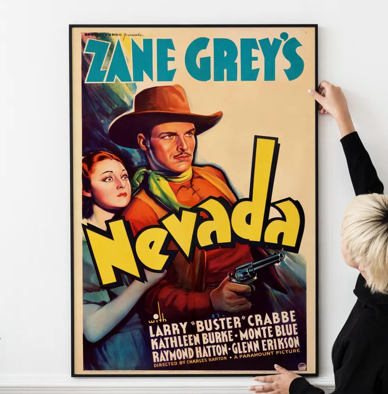 Vintage 1930s Western Movie Poster - Retro Old West Film Memorabilia