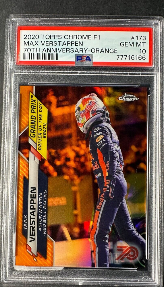 2020 Topps Chrome 1 F1 70th Anni ORANGE Max Verstappen #173 PSA 10  POP 5