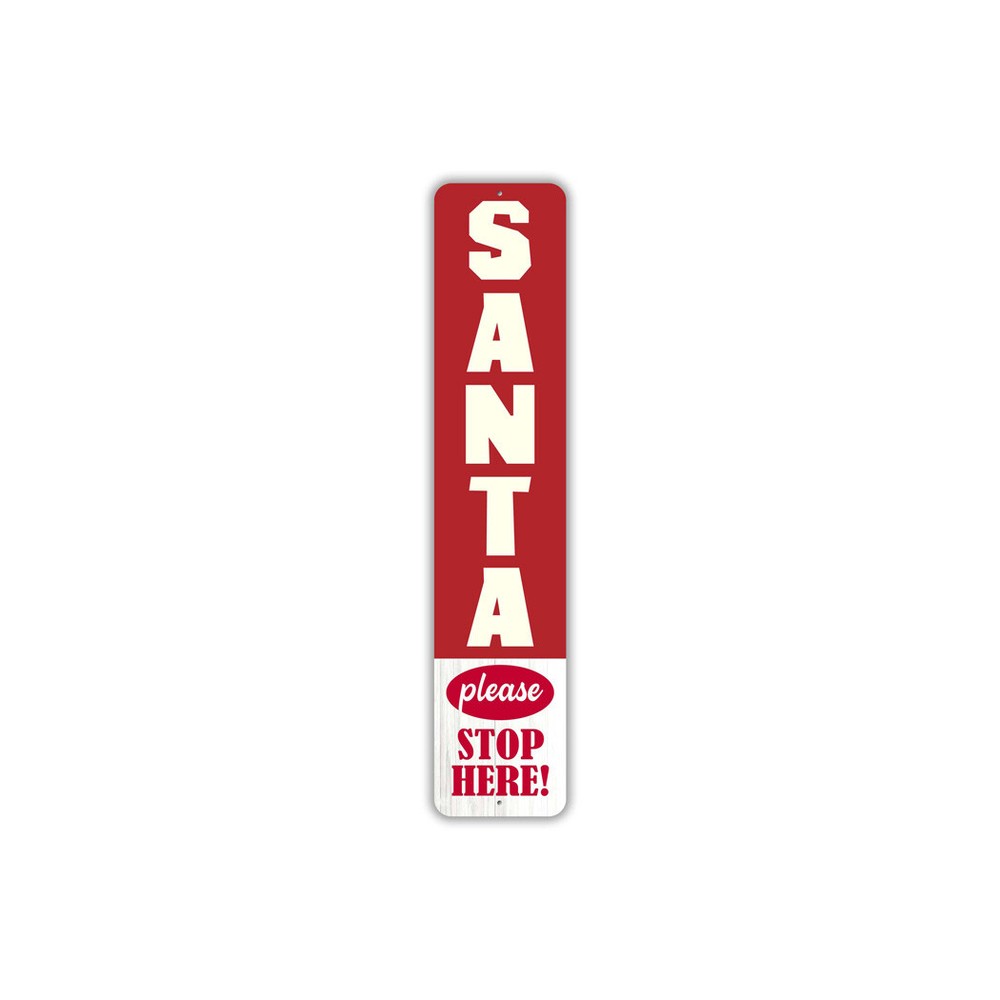 Santa Please Stop Here Metal Christmas Metal Sign