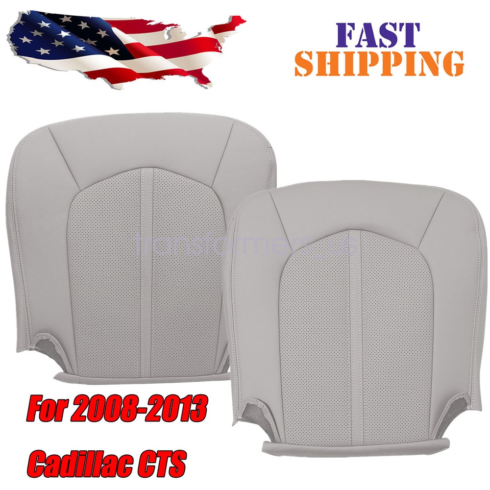Front Driver/Passenger Bottom Leather Seat Cover Gray For 2008-2013 Cadillac CTS