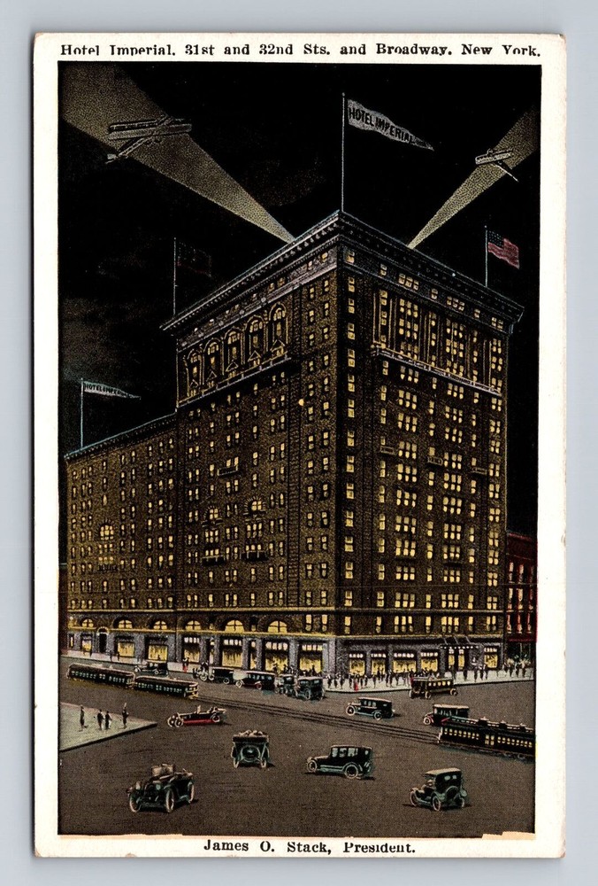 New York City, Hotel Imperial, Advertising, Antique Souvenir Vintage Postcard