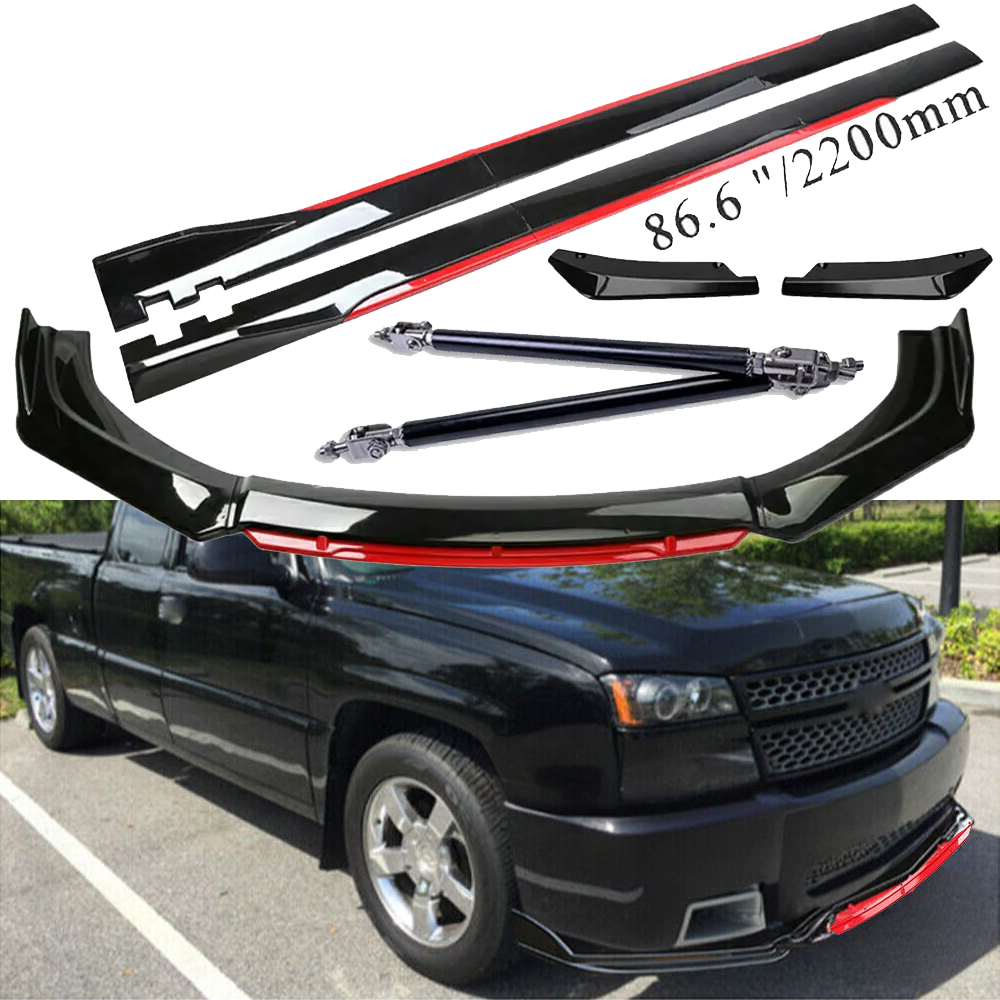 For Chevrolet Silverado 1500 Front Bumper Lip Spoiler Splitter /Side /Skirt Body