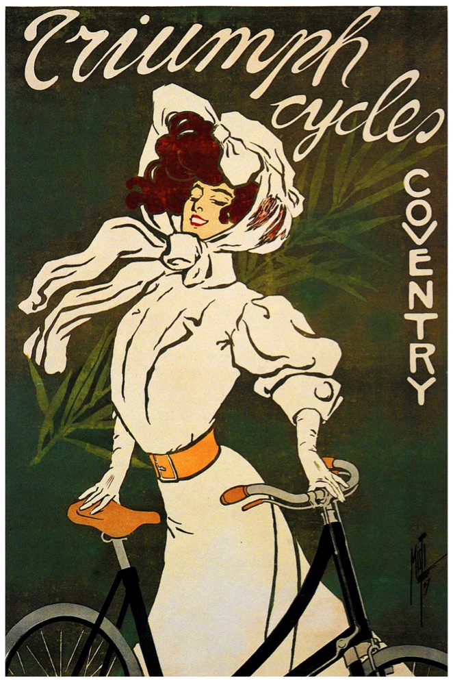 Vintage Poster.Triumph Bicycles.Art Nouveau Decor Interior design.881i