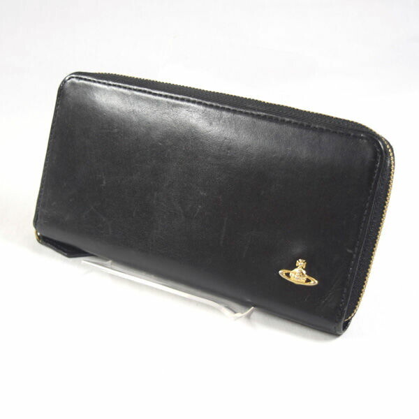 Vivienne Westwood Black Round Zipper Long Wallet B Rank Pre-Owned