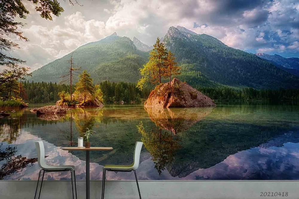 3D Mountain Forest Lake Landscape Wall Murals Wallpaper Murals Wall Sticker