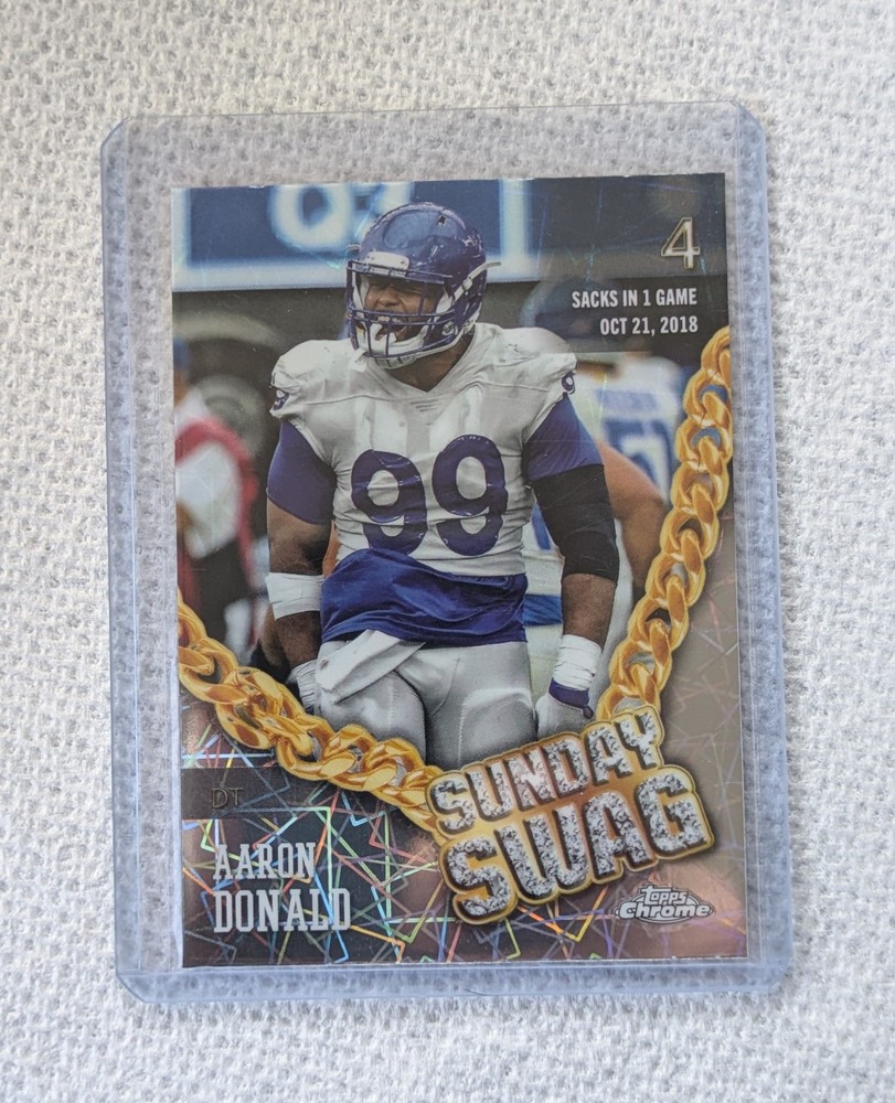 2024 Topps Chrome Aaron Donald Sunday Swag Lazer Parallel Rare Football Card