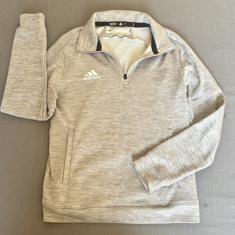 Adidas Grey Women's Athletic Pullover Long Sleeve Jacket With Zipper, Size Small