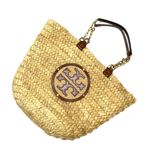 Tory Burch Natural Brown Straw & Leather Tote Bag Excellent Preowned Condition Japan Import  