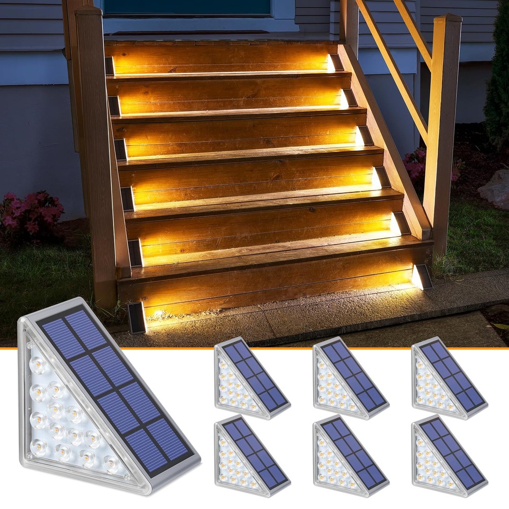 6 Pack Solar Step Lights Waterproof IP67 Outdoor Stair Auto On Off