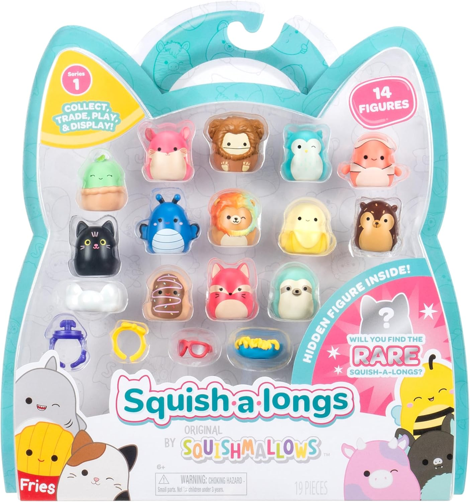 Squishalongs Mini Squishmallows 1-Inch Mystery Plush Set with Accessories 8-Piece Collectible