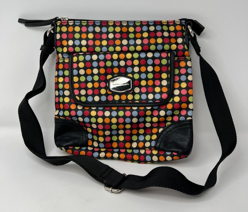 Franco Sarto Crossbody Bag Handbag Purse Multi-Colored Polka Dot Adjustable