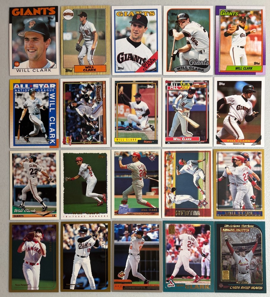 Vintage Will Clark Topps Baseball Card Lot 1986-2001 Includes 24T RC